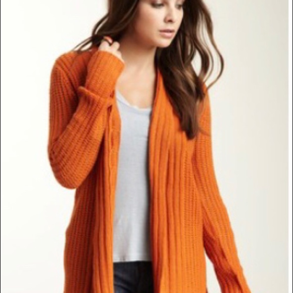 Super Cozy Orange Cardigan Sweater